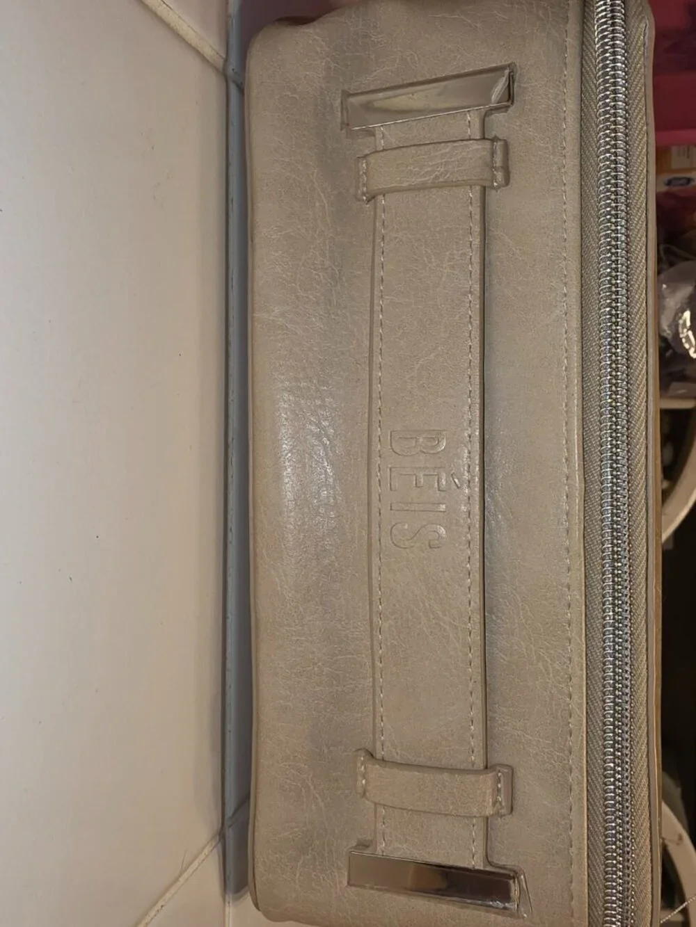 BEIS Beige Makeup Travel Toiletry Bag